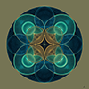 a complex geometric figure with 14 circles
